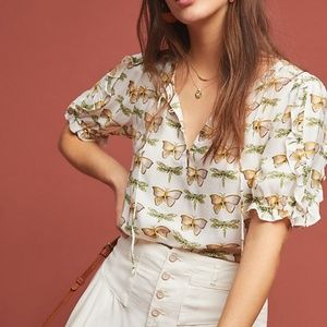 Anthropologie Flutter Blouse Top 2 xs Butterfly